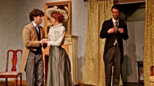 Jack (Justin Hernandez) woos Gwendolen (Rachel Powers) while Algernon (Wayne Roadie) looks on