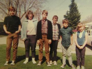 Geeky me pictured with my cool Ward cousins. Steve, me, Johnny, Brion, Danny, and my sister Johnette