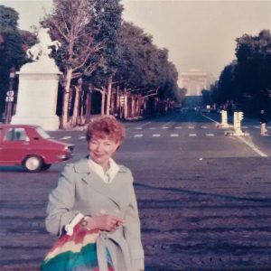 Jeff's mother in front of the Arc de Triomphe.